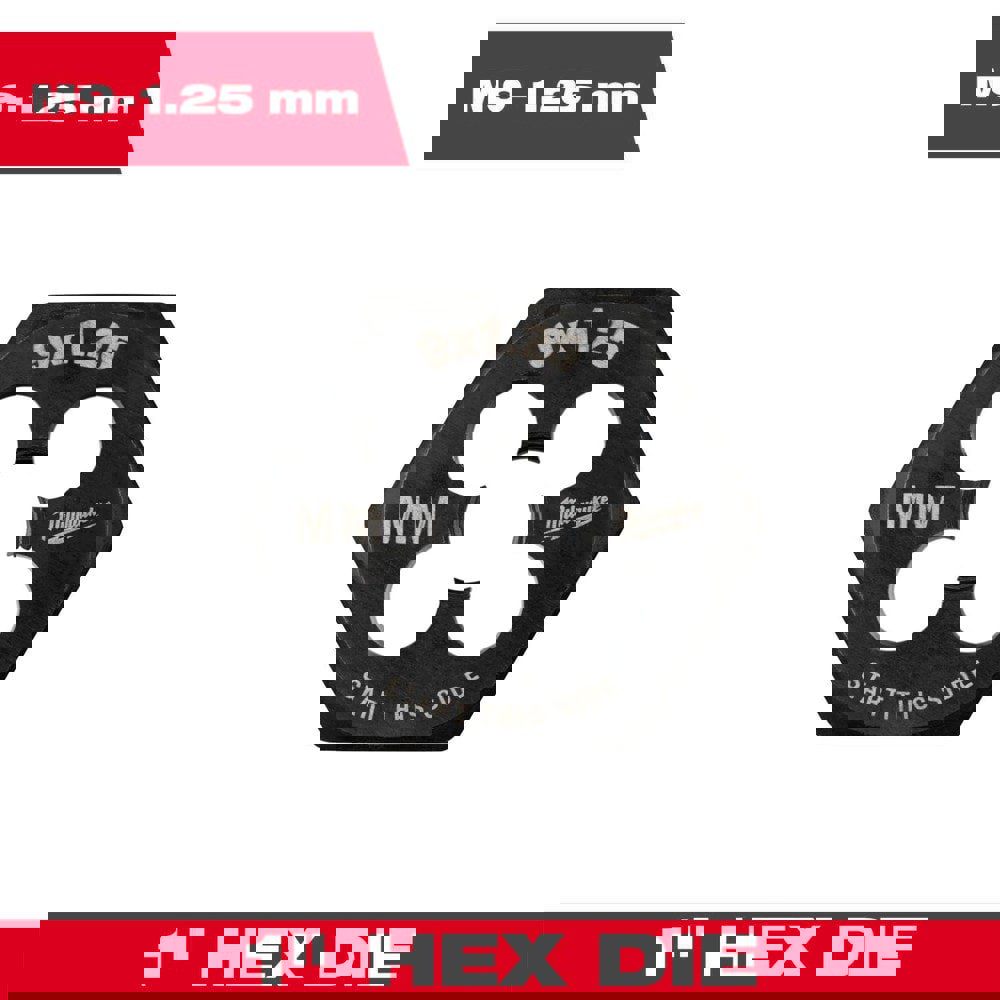 Hex Rethreading Dies; Thread Size (mm): M9x1.25 ; Material: Carbon Steel ; Thread Direction: Right Hand ; Thread Standard: Metric Special ; Series: Hex-LOK ; Hex Size (Decimal Inch): 1.0000